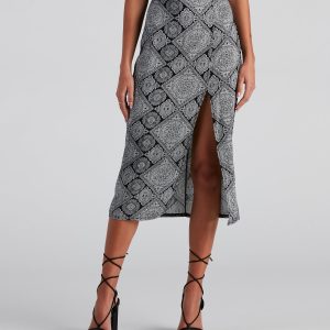 Challis Boho Slit Midi Skirt