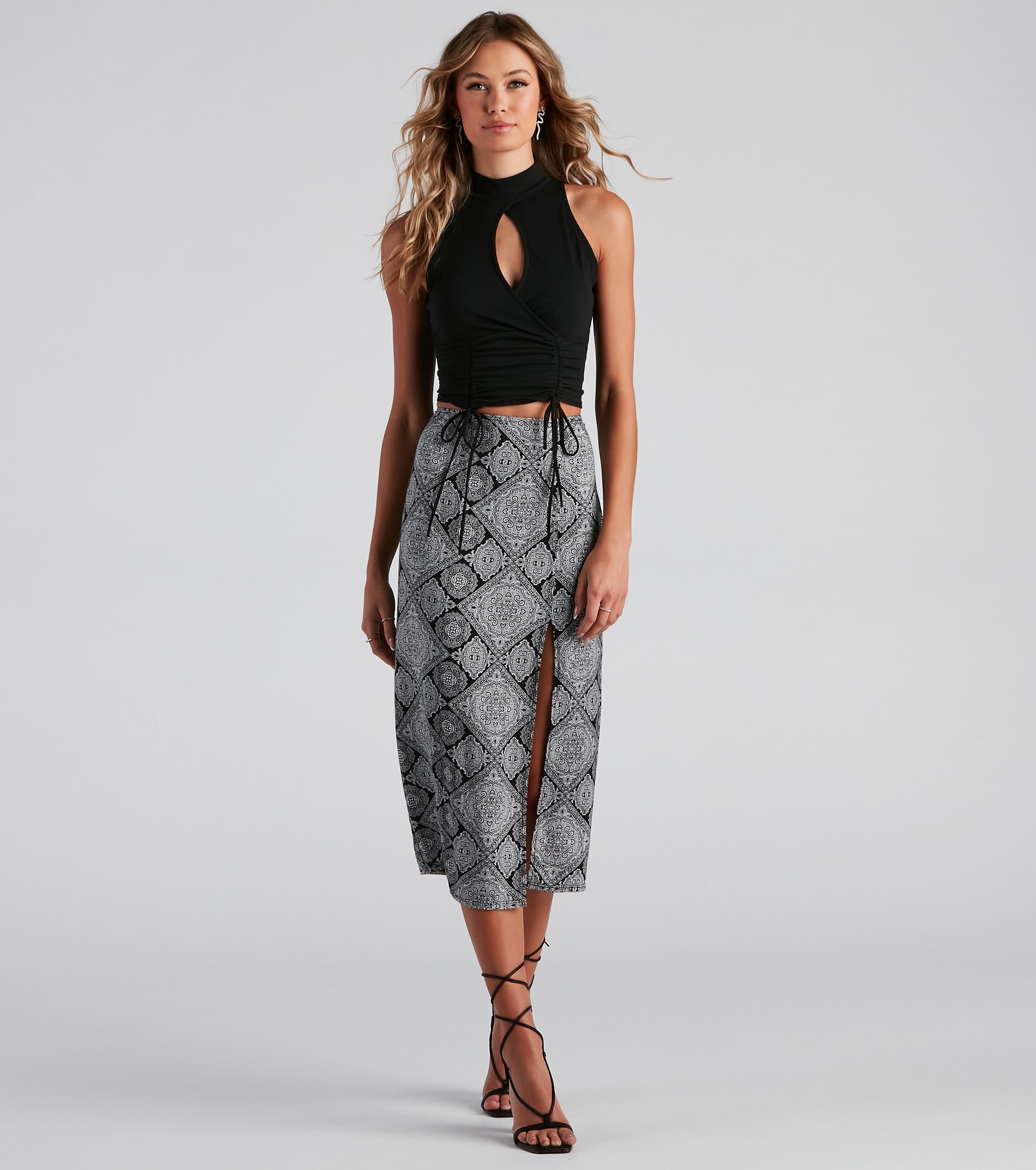 Challis Boho Slit Midi Skirt - Image 2