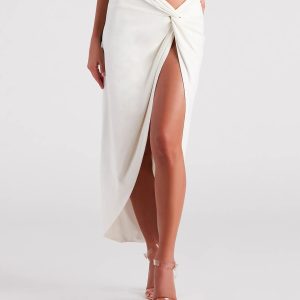 Summer Nights Linen High Slit Midi Skirt