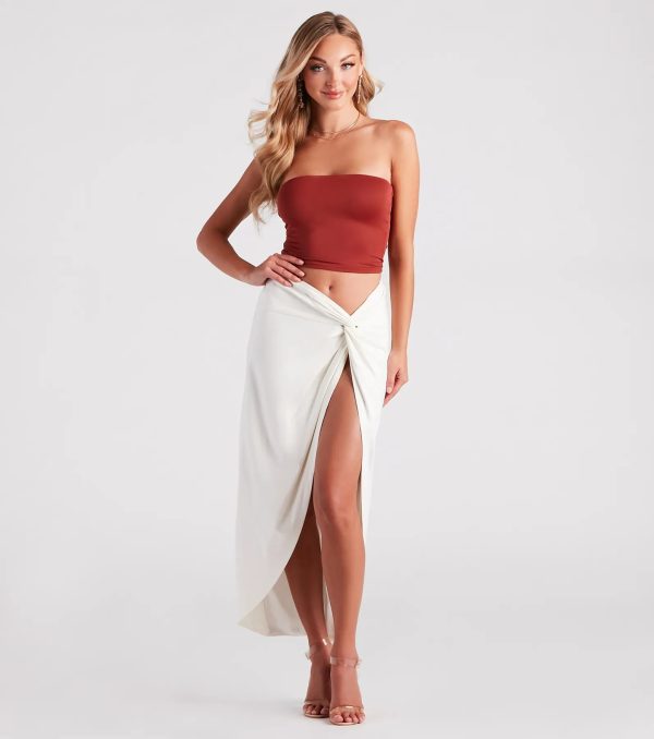 Summer Nights Linen High Slit Midi Skirt - Image 2