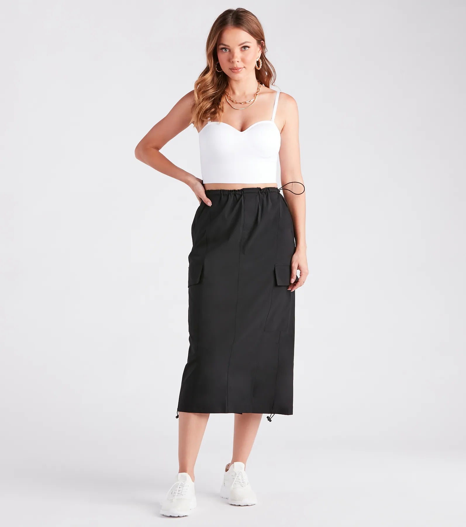She's A Trendsetter Nylon Parachute Midi Skirt - Image 6