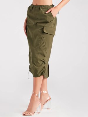 She's A Trendsetter Nylon Parachute Midi Skirt