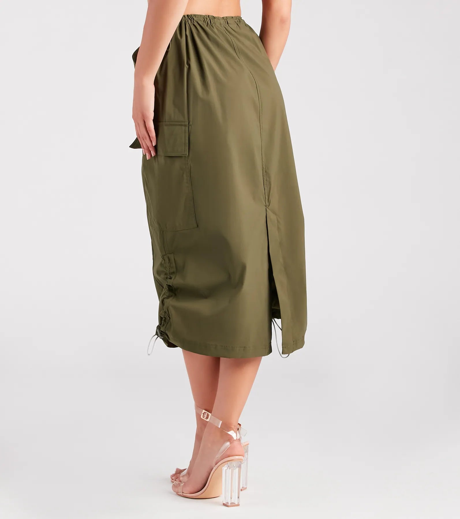 She's A Trendsetter Nylon Parachute Midi Skirt - Image 3