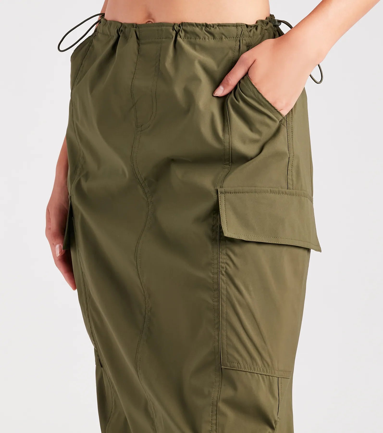 She's A Trendsetter Nylon Parachute Midi Skirt - Image 4