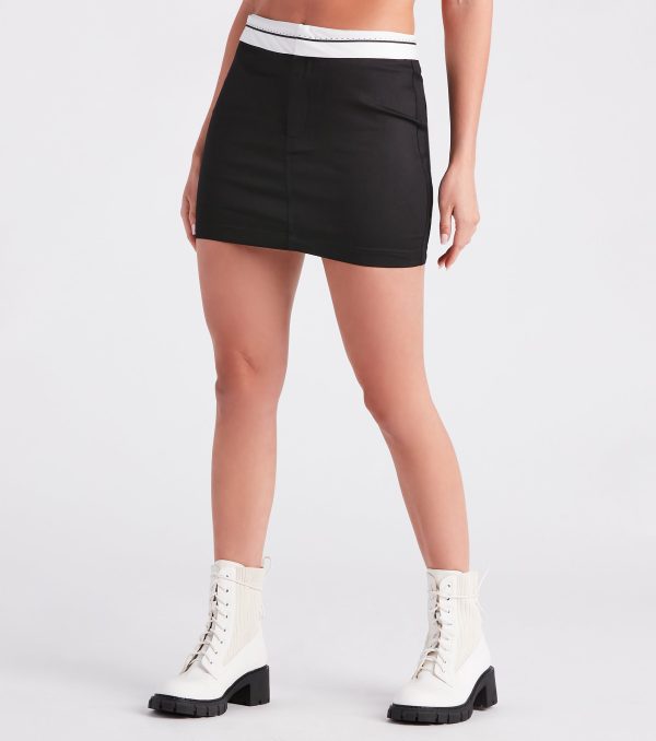 Back To Cute Foldover Twill Mini Skirt - Image 4