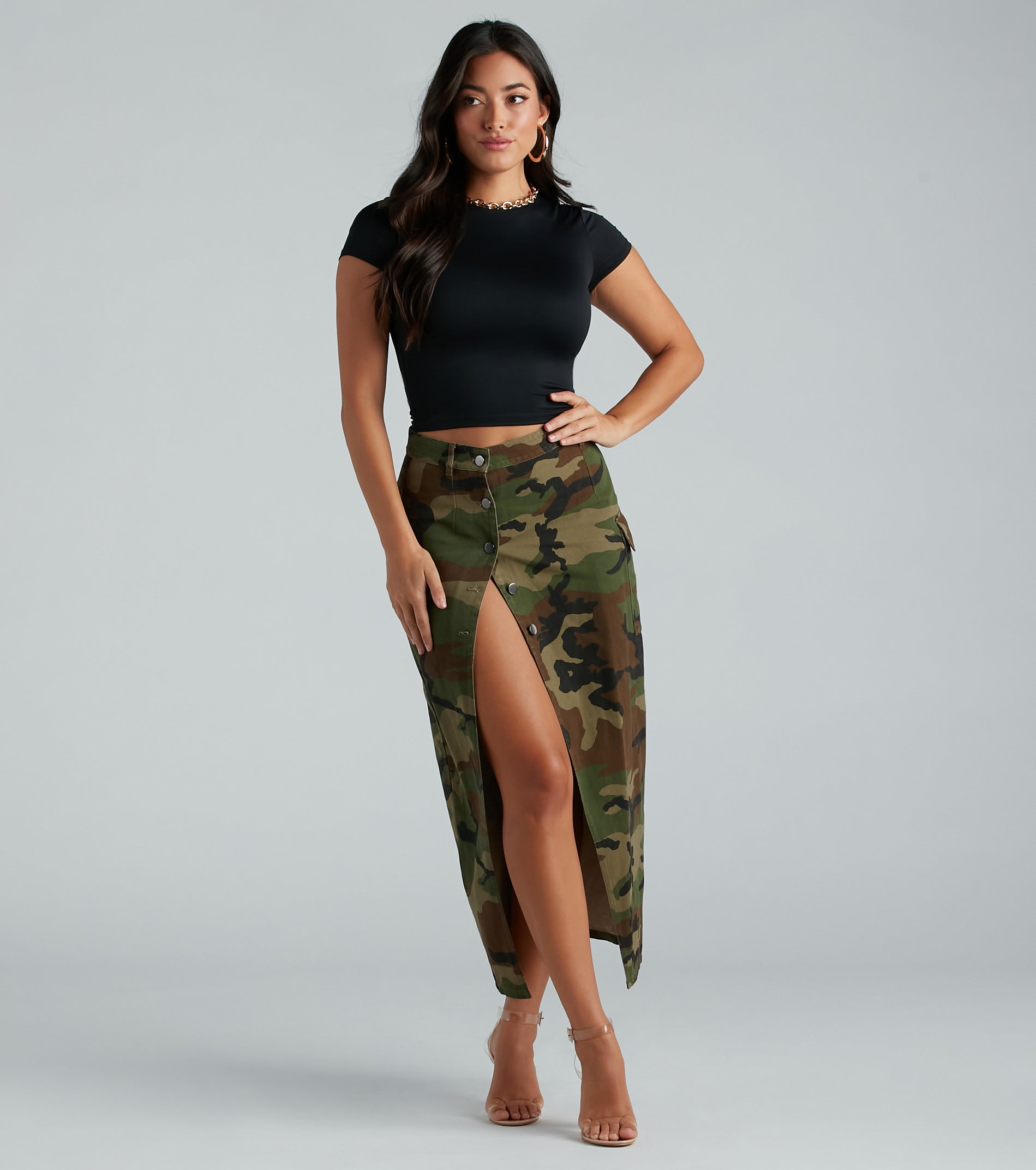 Commander In Cute Camouflage Cargo Maxi Skirt - Image 2