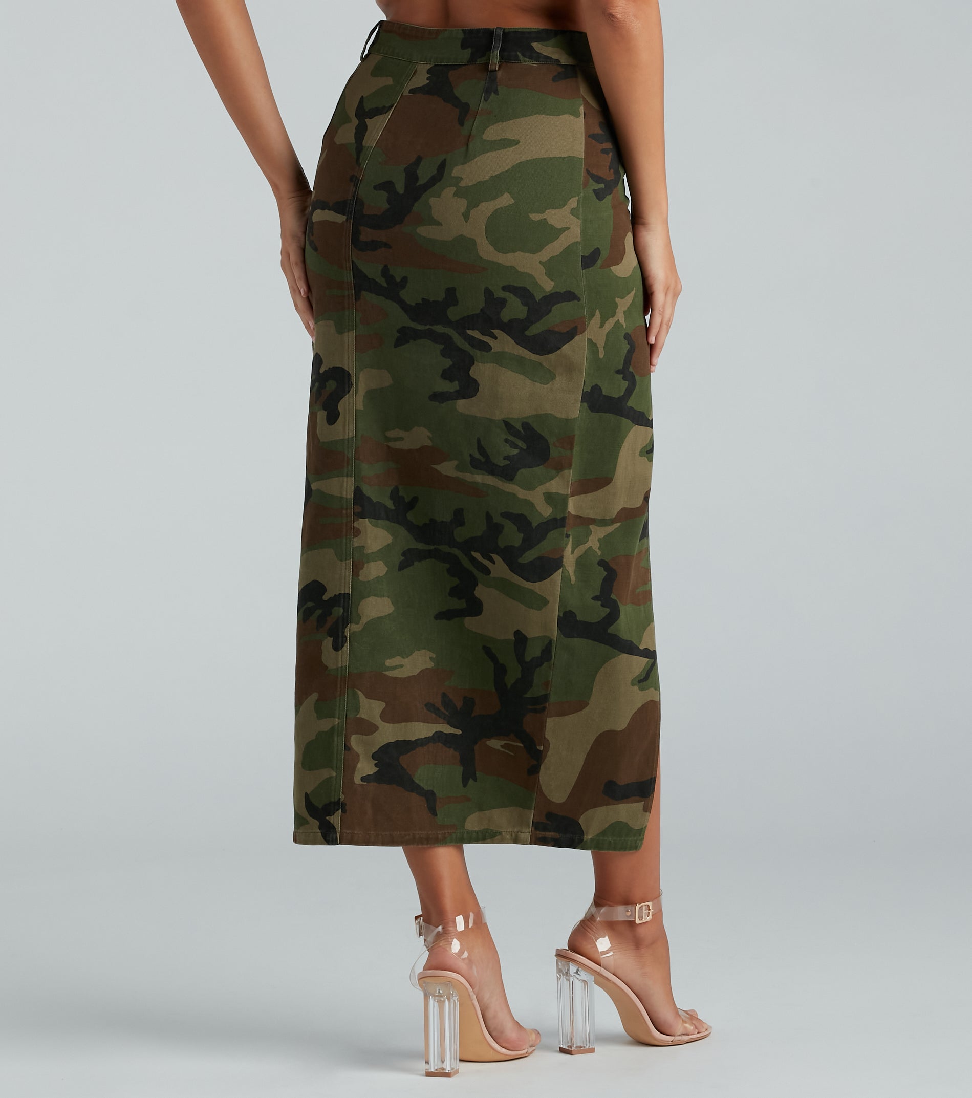 Commander In Cute Camouflage Cargo Maxi Skirt - Image 3