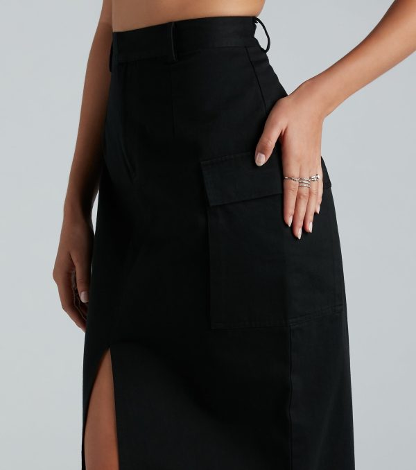 Trendy Energy High Slit Cargo Maxi Skirt - Image 4