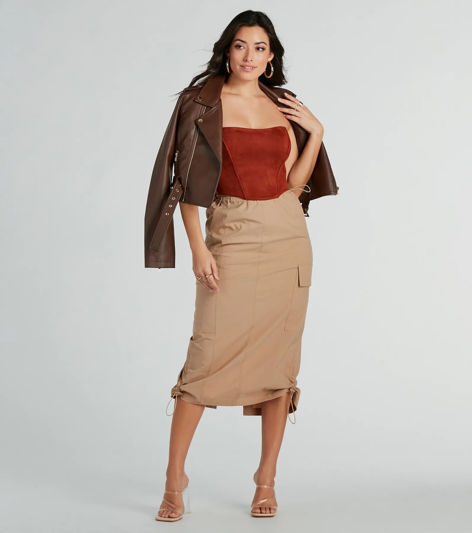 She's A Trendsetter Nylon Parachute Midi Skirt - Image 9
