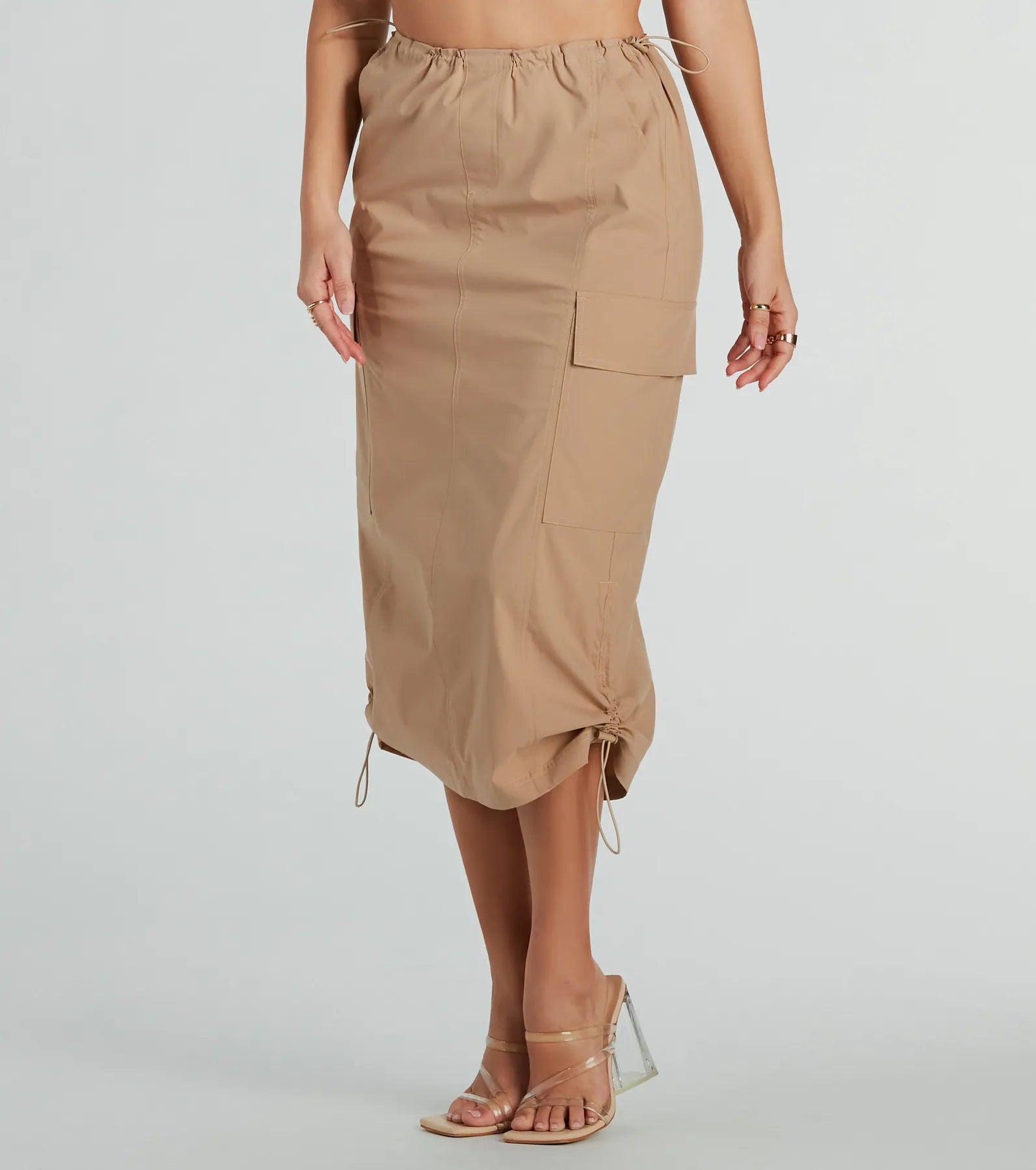 She's A Trendsetter Nylon Parachute Midi Skirt - Image 10