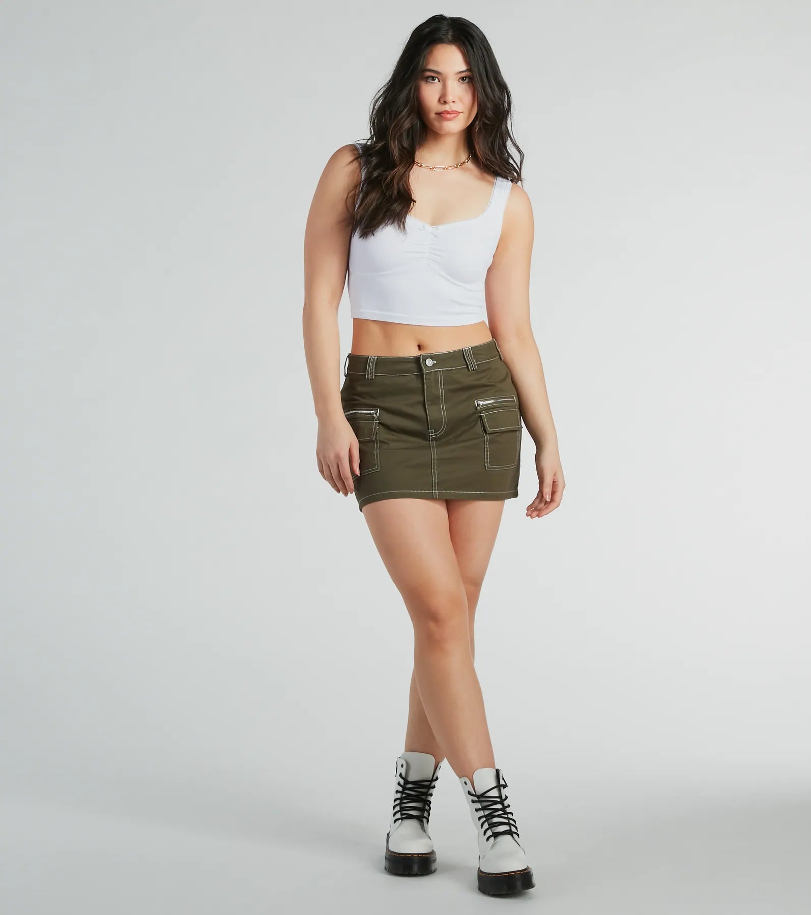 Trendsetting Confidence High Rise Cargo Mini Skirt - Image 3