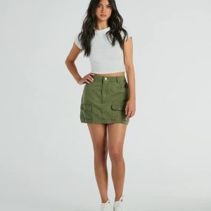 Attention Please High-Rise Cargo Mini Skirt