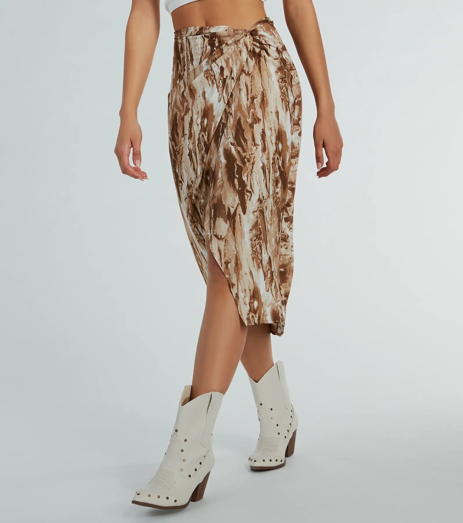 Drawn To You Marble Print Woven Midi Skirt - Image 2