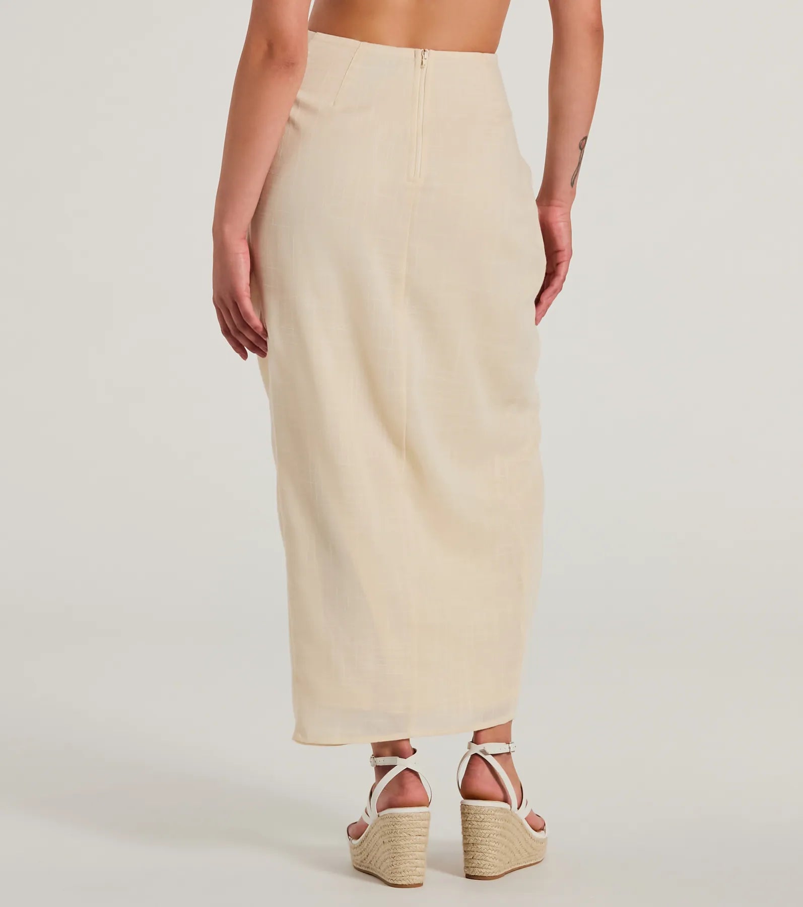 Summer Chic High-Rise Wrap-Slit Midi Skirt - Image 2