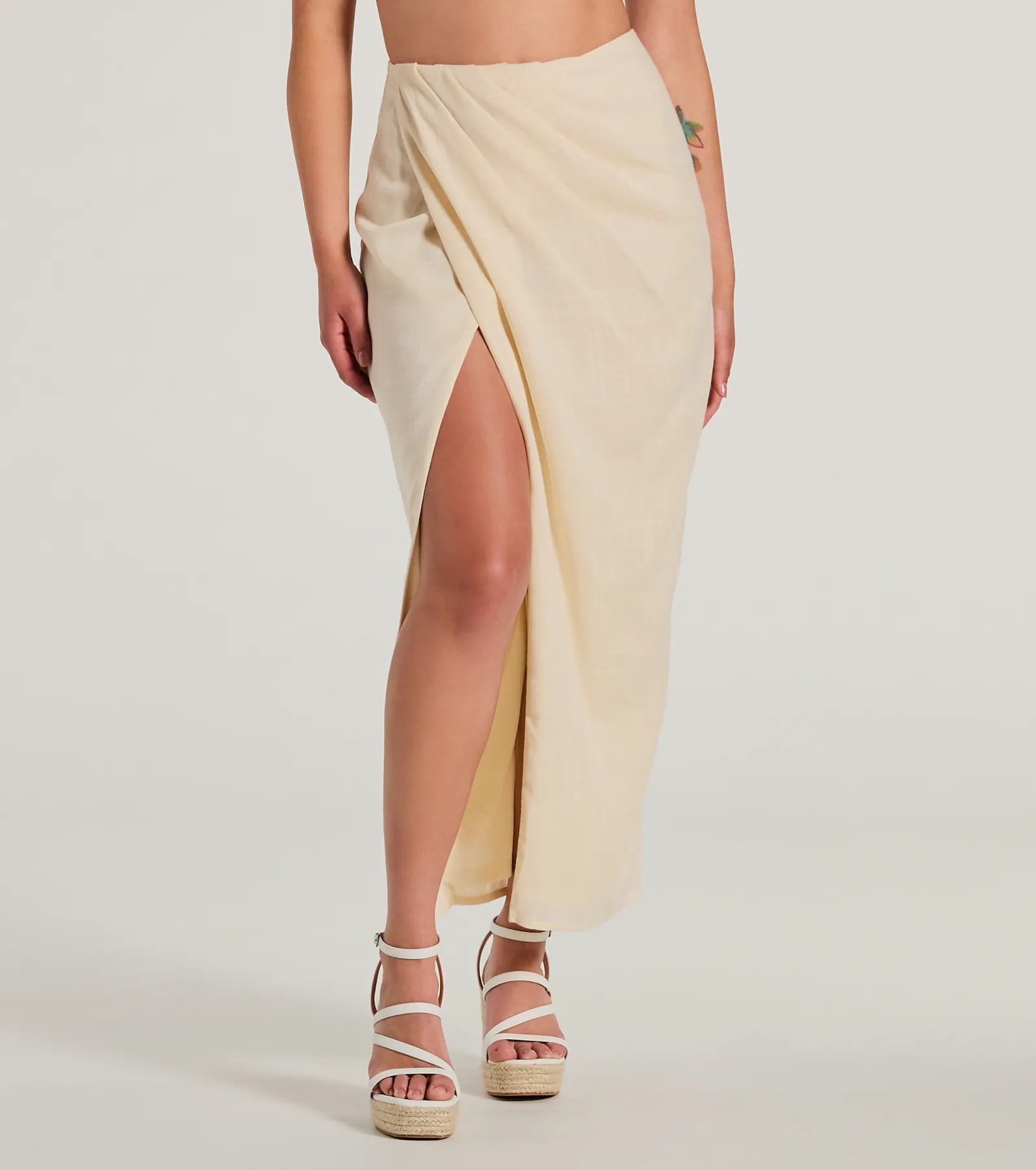 Summer Chic High-Rise Wrap-Slit Midi Skirt - Image 4