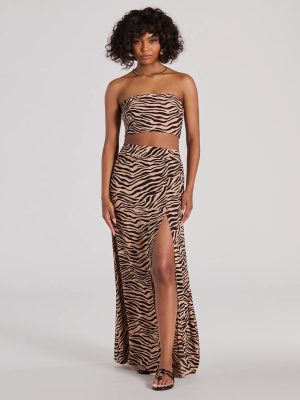 On The Prowl High Rise Zebra Maxi Skirt