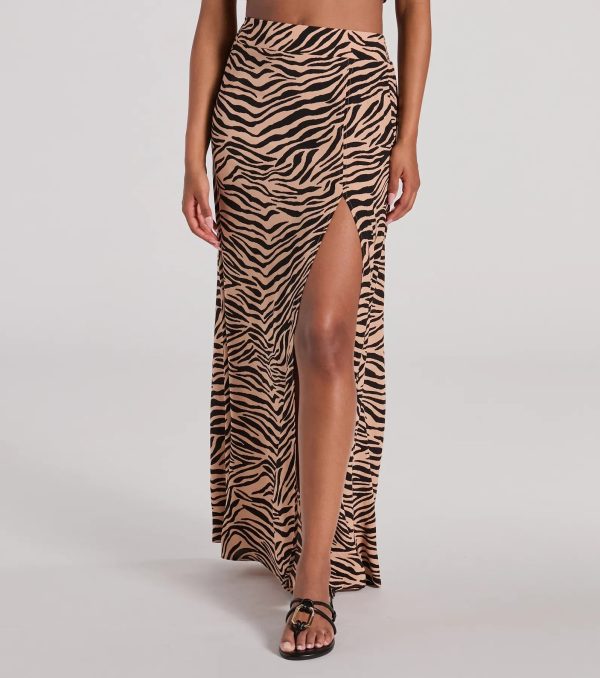 On The Prowl High Rise Zebra Maxi Skirt - Image 3