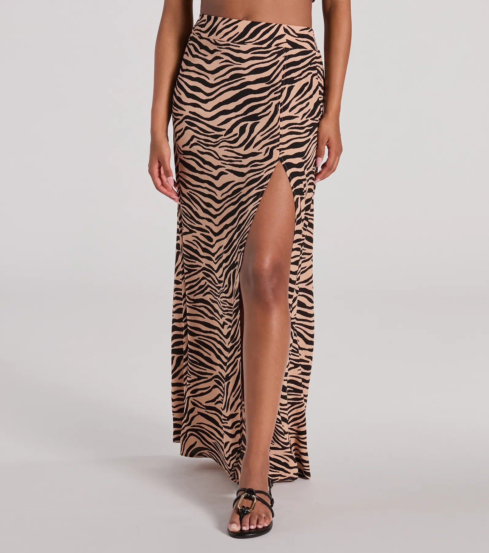 On The Prowl High Rise Zebra Maxi Skirt - Image 3