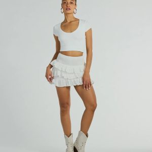 Flirty Flounce Smocked High-Rise Ruffle Mini Skirt