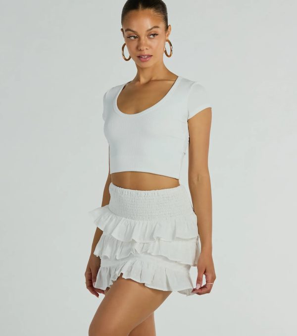 Flirty Flounce Smocked High-Rise Ruffle Mini Skirt - Image 3