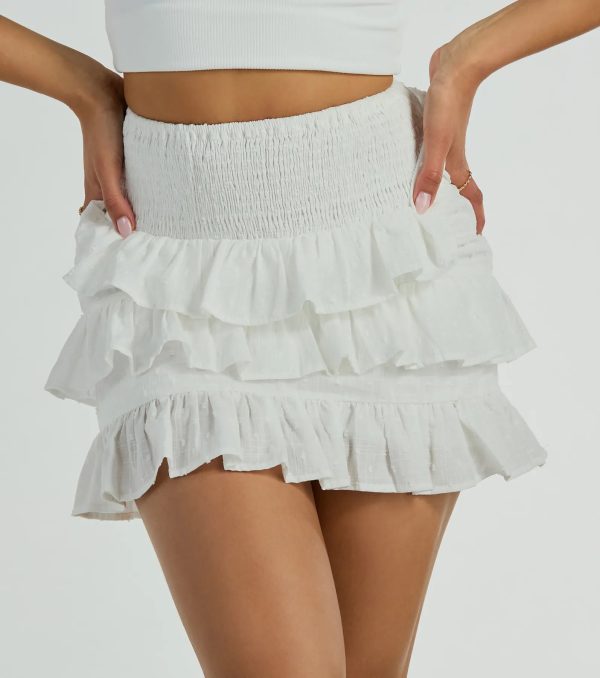 Flirty Flounce Smocked High-Rise Ruffle Mini Skirt - Image 4
