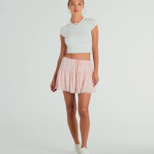 On The Prairie Lace Trim A-Line Mini Skirt