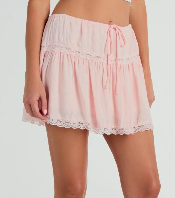 On The Prairie Lace Trim A-Line Mini Skirt - Image 2