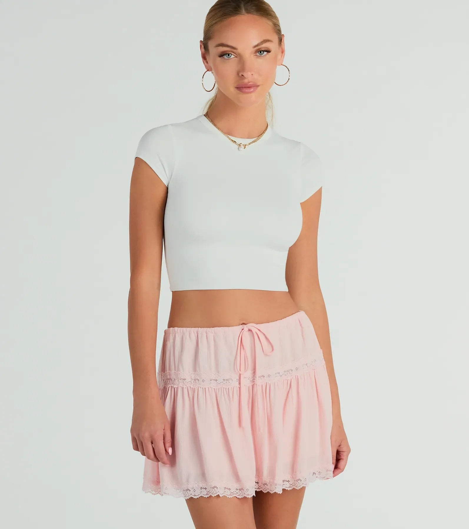 On The Prairie Lace Trim A-Line Mini Skirt - Image 4