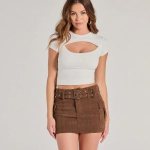 Cutest Season High-Rise Cargo Corduroy Mini Skirt
