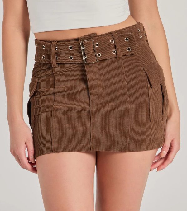 Cutest Season High-Rise Cargo Corduroy Mini Skirt - Image 3