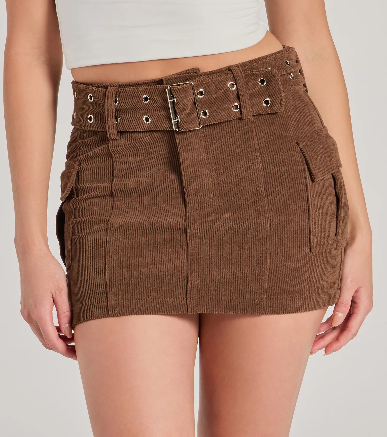 Cutest Season High-Rise Cargo Corduroy Mini Skirt - Image 3