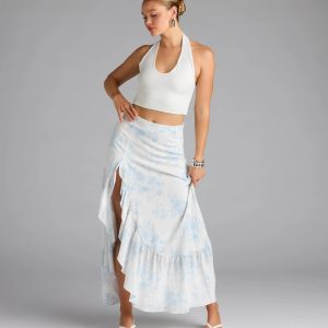 Whimsical Essence Ruffled Floral Maxi Skirt