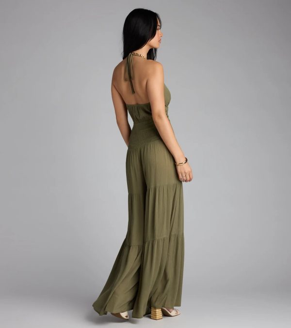 You've Got Flare Halter Cutout Wide Leg Jumpsuit - Image 2