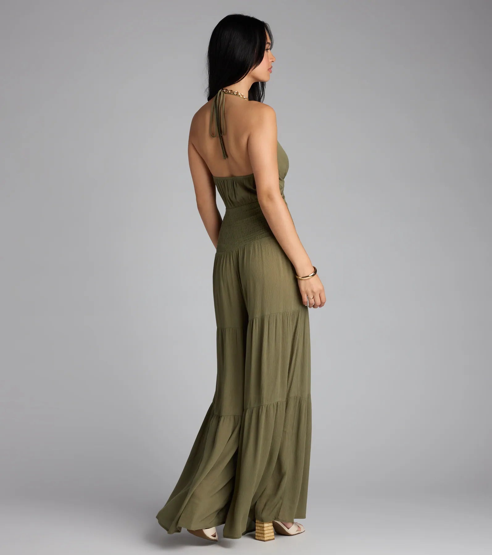 You've Got Flare Halter Cutout Wide Leg Jumpsuit - Image 2