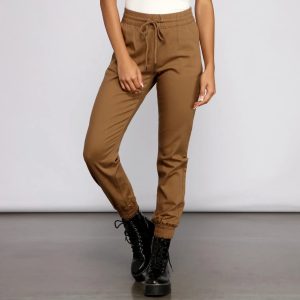 Basic High Waist Twill Joggers