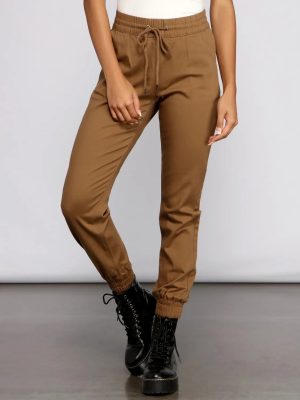 Basic High Waist Twill Joggers