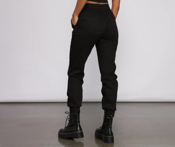 Basic High Waist Twill Joggers - Image 7