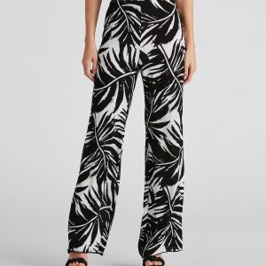 Sandy Beaches Palm Wide-Leg Pants