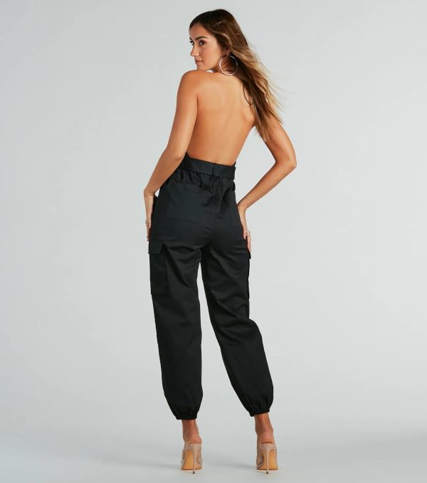 Looking Cool Belted Cargo Twill Jumpsuit - Image 2