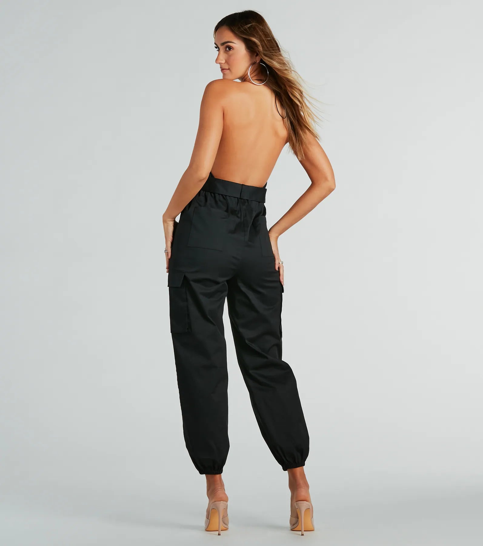 Looking Cool Belted Cargo Twill Jumpsuit - Image 2