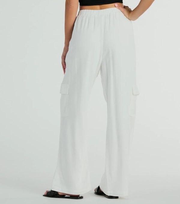 Golden Hour High-Rise Cargo Wide-Leg Linen Pants - Image 2