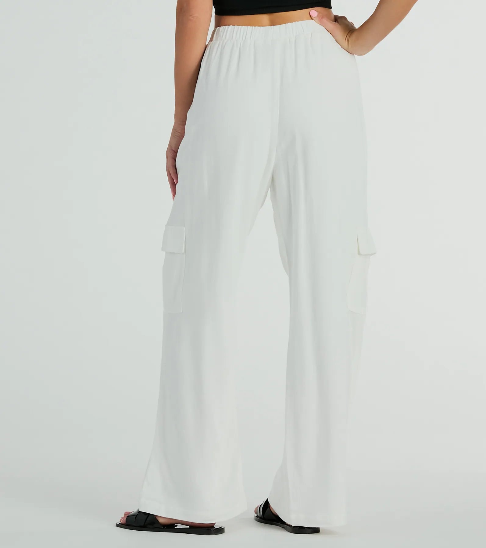 Golden Hour High-Rise Cargo Wide-Leg Linen Pants - Image 2