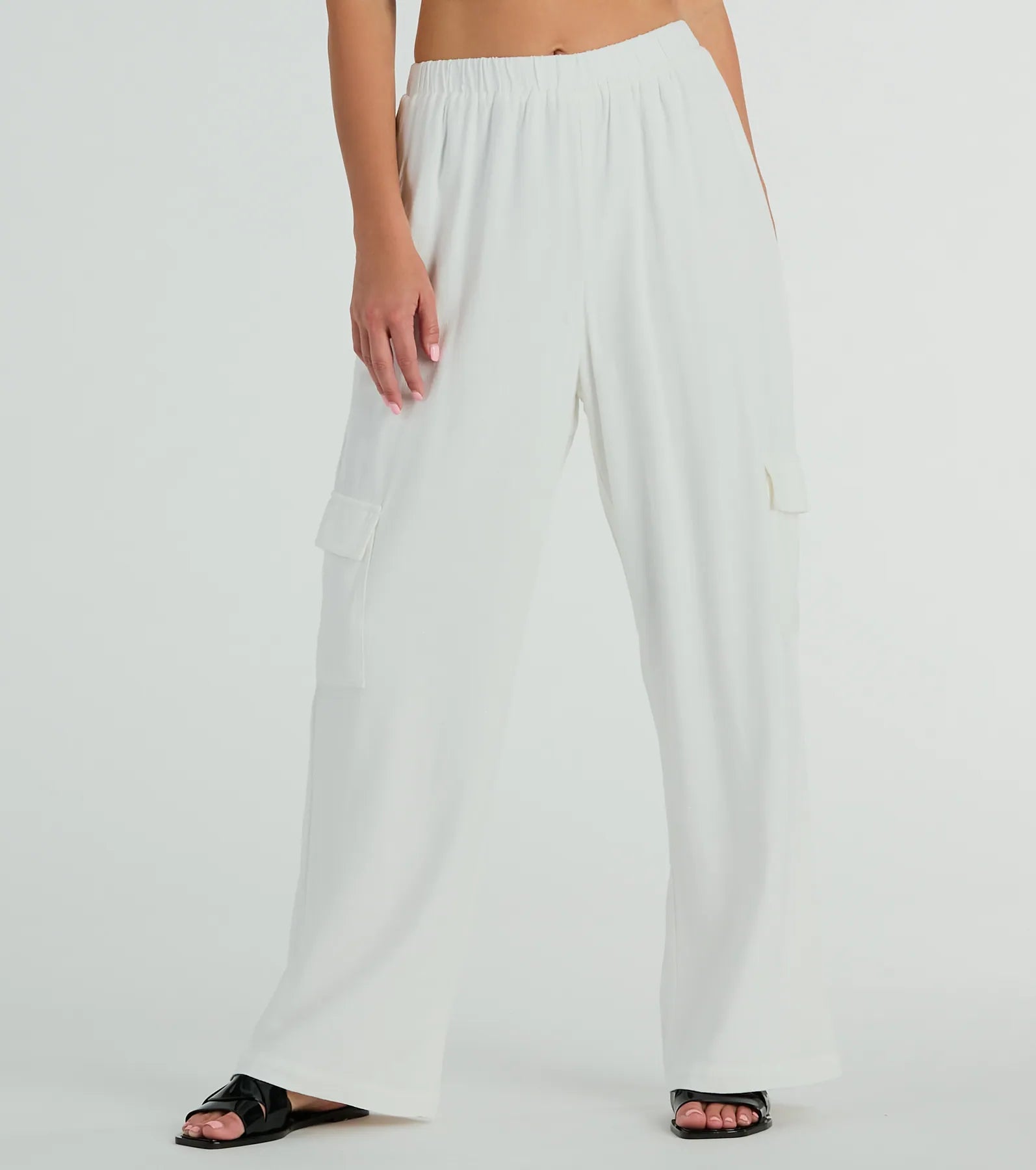Golden Hour High-Rise Cargo Wide-Leg Linen Pants - Image 3