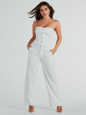 Weekend Attitude Strapless Woven Wide-Leg Jumpsuit