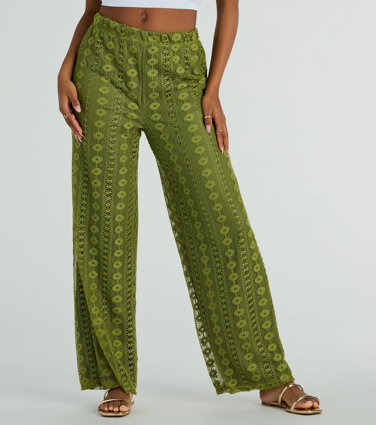 Weekend Breeze High-Rise Crochet Palazzo Pants - Image 3