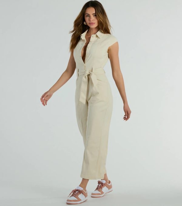 Aviator Babe Cap Sleeve Utility Wide-Leg Jumpsuit - Image 4