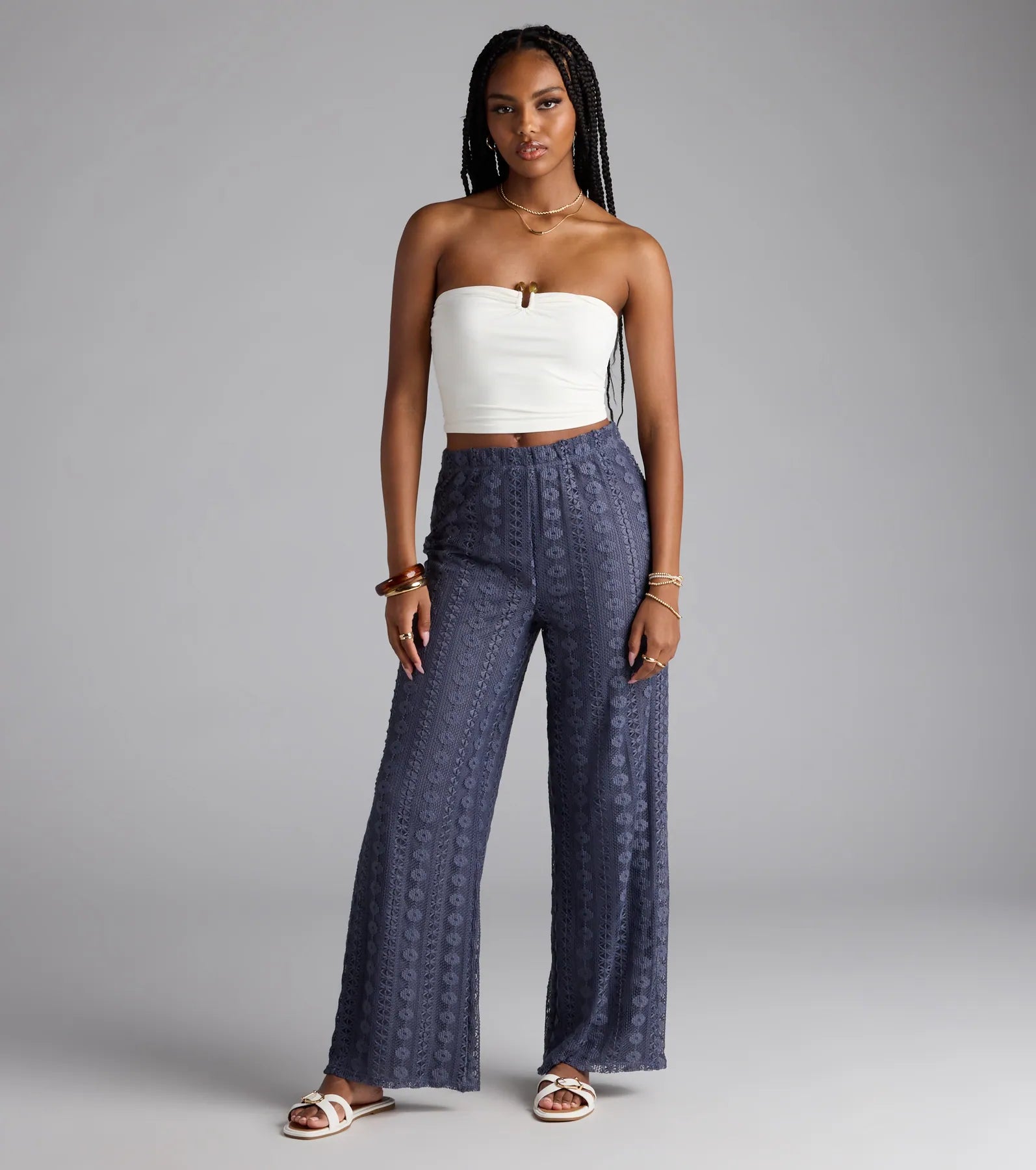 Weekend Breeze High-Rise Crochet Palazzo Pants - Image 9