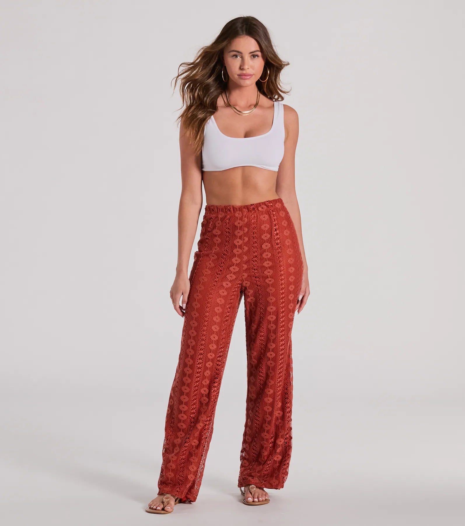 Weekend Breeze High-Rise Crochet Palazzo Pants - Image 5