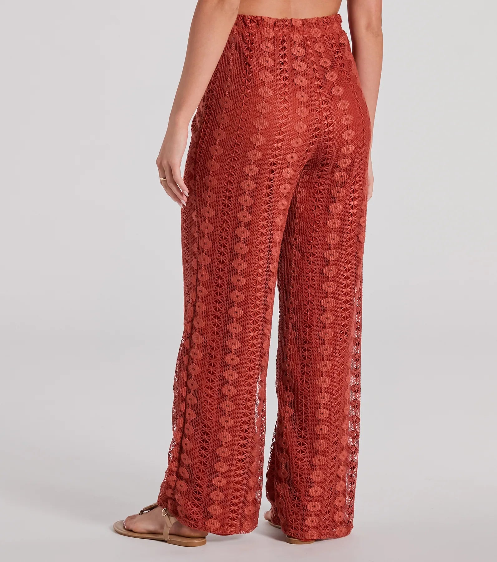Weekend Breeze High-Rise Crochet Palazzo Pants - Image 6