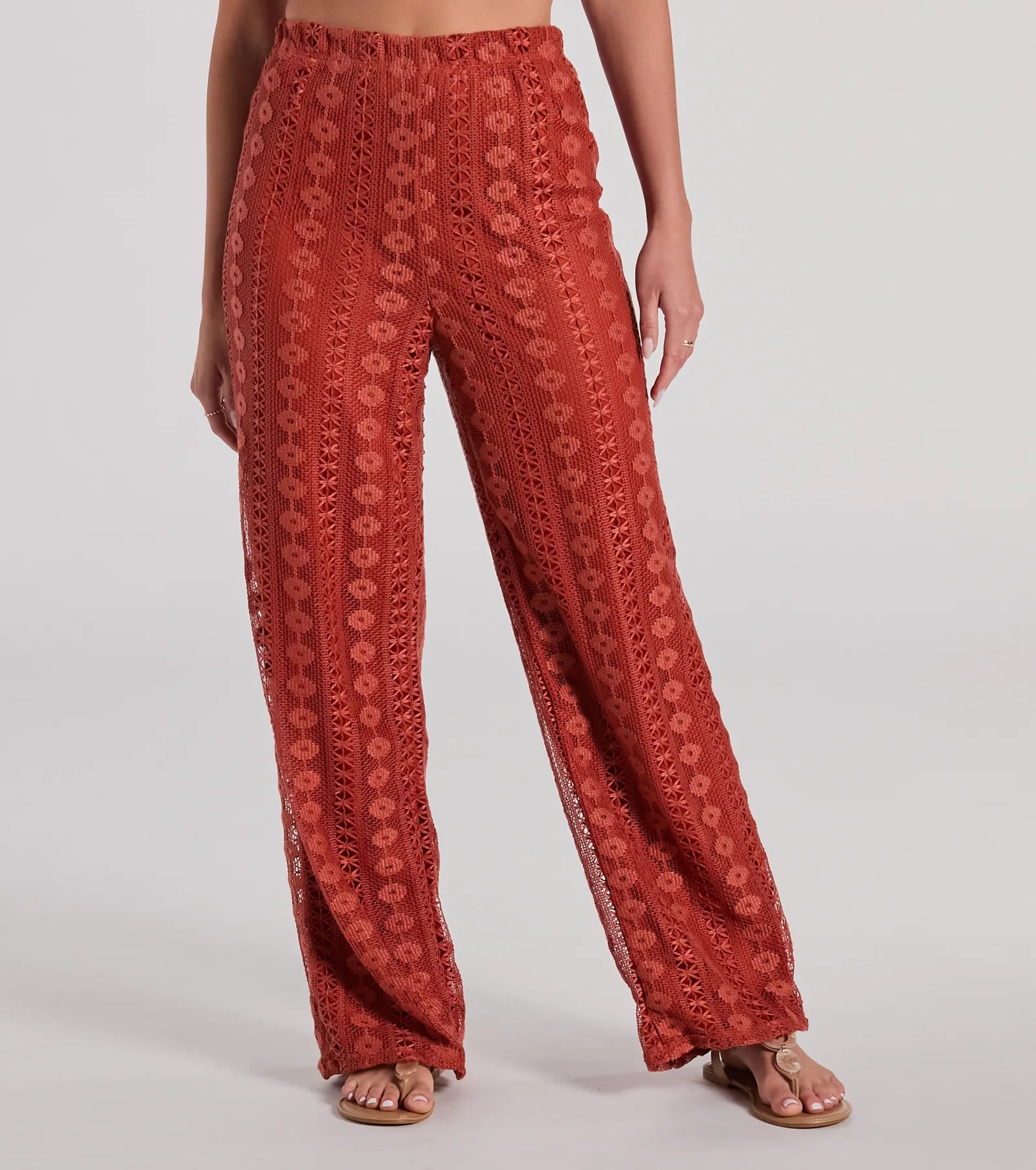 Weekend Breeze High-Rise Crochet Palazzo Pants - Image 8